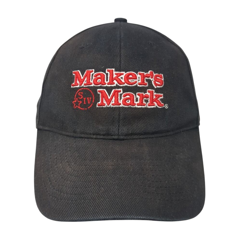 Maker's Mark Strapback Baseball Cap Black One Size Adjustable Embroidered Gear